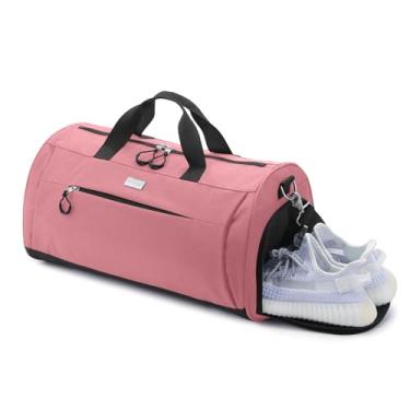 Imagem de TOPDesign Bolsa de ginástica para mulheres e homens, bolsa esportiva unissex com compartimento para sapatos e bolso molhado para viagens, esportes, academia, rosa, Large, Academia