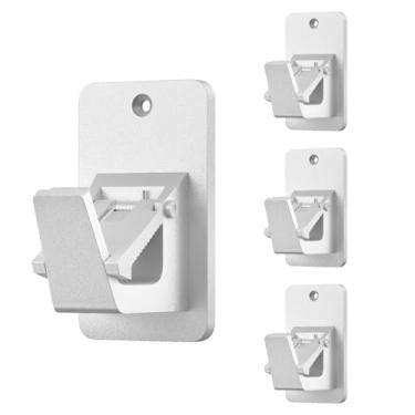 Imagem de Suportes de varão de cortina adesivos sem broca – Suportes resistentes de 13,6 kg para banheiro, quarto, cozinha, ganchos universais de varão de janela sem danos com instalação sem pregos (4 peças