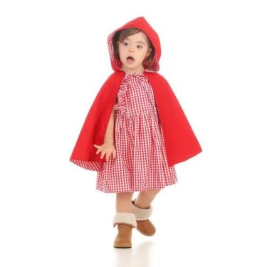 Imagem de Capa Fantasia Chapeuzinho Vermelho Artesanal  Dupla Face - Baby Fashio