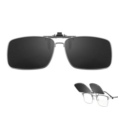 Imagem de FIMILU Clipes em óculos de sol sobre óculos de grau para homens e mulheres, lentes polarizadas reduzem o brilho proteção UV400 armação de metal, Armação de arma A2/lente cinza, Medium