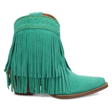 Imagem de Dingo Bota feminina Tapadero Southwest Fringe Snip Toe Western, Verde, 35
