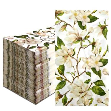 Imagem de Guardanapos de papel de flor de magnólia vintage - 100 peças guardanapos descartáveis florais de 2 camadas para festas, banheiro, uso convidado - casamento primavera, verão, outono, chá de panela