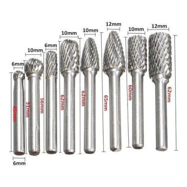 Imagem de Kit Lima Rotativa Metal Duro Haste 6mm 8 Unidades - RMP