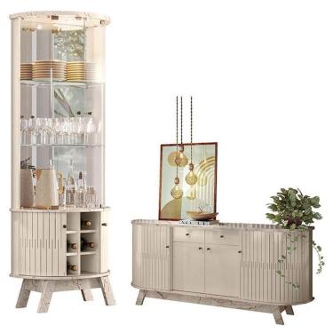 Imagem de Aparador Para Sala Buffet Mônaco E Cristaleira Marina Calacata Off White – Madetec