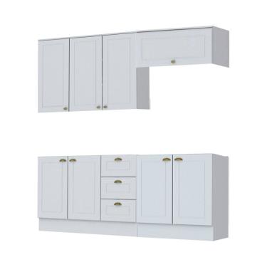 Imagem de Cozinha Modulada Cooktop 4 Peças 8 Portas 3 Gavetas Com Tampo Henn Americana