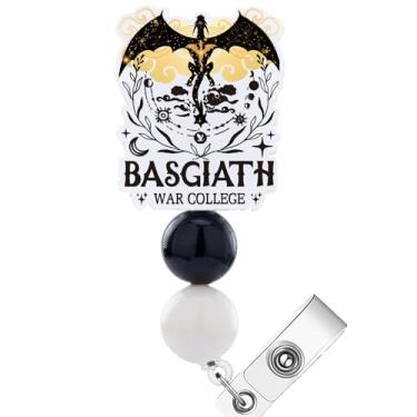 Imagem de Carretel de crachá de quarta asa, suporte de crachá de acrílico com glitter de dragão fantasia para enfermeira, carretel retrátil de crachá com clipe jacaré para hospital, assistente médico de