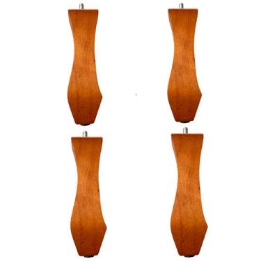 Imagem de Kit 4 Pés Retrô 18cm Madeira Castanho Puff Poltrona Recamier Sofá Divã