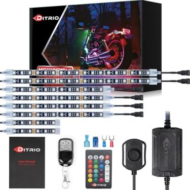 Imagem de DITRIO Kit de fita de LED RGB de 8 peças CC 12 V com 2 estilos de luz de freio piscante vermelha para motocicletas, triciclos, carrinhos de golfe, ATVs UTVs – M8r