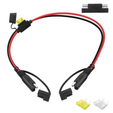 Imagem de CUZEC Cabo de extensão 1 pé/0,31 m 14AWG SAE para SAE, desconexão rápida Chicote de fios Conector SAE/Cabo de extensão resistente SAE para SAE