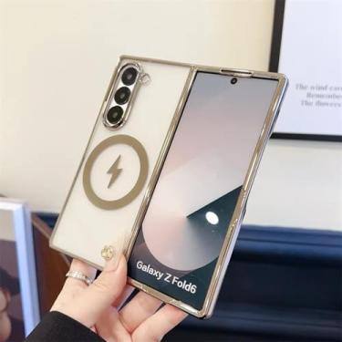Imagem de Capa traseira magnética galvanizada à prova de choque para Samsung Galaxy Z Fold6 (para Samsung Galaxy Z Fold6/cinza)