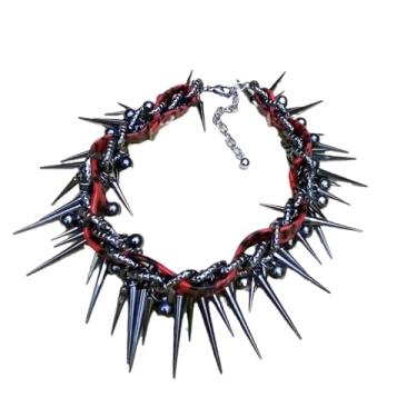 Imagem de YLYSLFC Gargantilha feminina cravejada gótica, colar decorativo vintage punk com borla e colar decorativo, joias cravejadas ajustáveis, joias masculinas e femininas