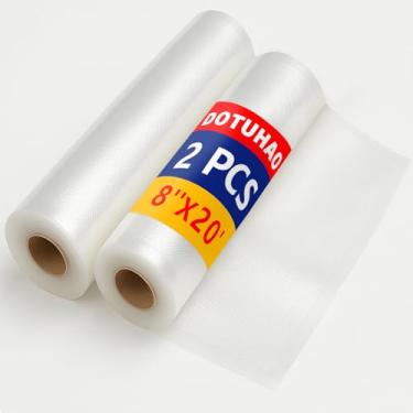 Imagem de DOTUHAO Rolos seladores a vácuo de 20,3 cm x 236 cm, sacos de armazenamento de alimentos, sacos plásticos para alimentos, sacos seladores a vácuo, perfeitos para armazenamento de alimentos, sous vide