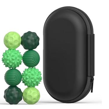 Imagem de Bolas Sensoriais Magnéticas Anti-Estresse, 8 Peças, Texturas Variadas em Silicone, com Estojo Portátil (Verde)