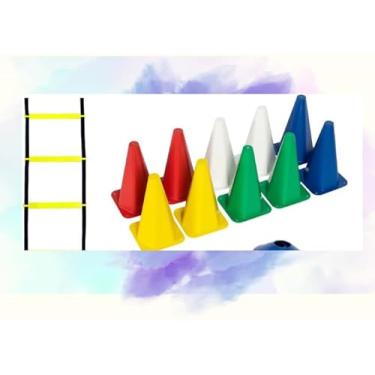 Imagem de ‍‍ Para academias e estúdios de treino "Kit 10 Cones de Agilidade para Academias – Potencialize Treinamento Funcional com Exercícios Dinâmicos e Equipamento Versátil para Grupos e Circuitos"
