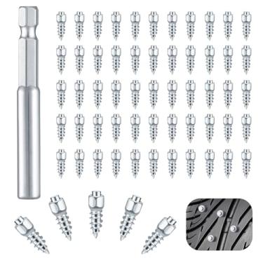 Imagem de 100 peças de pinos de pneu, pinos de neve de pneu de roda com ferramenta de instalação, parafuso de carboneto para carro, caminhão, snowmobile, bicicleta, quadriciclo, bota UTV, acessórios