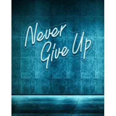 Imagem de YIKBIK Nunca dê sinal neon atualizado para decoração de parede, decoração de festa com luzes de neon, interruptor alimentado por USB, luzes neon ajustáveis para escritório, sala de ginástica, caverna