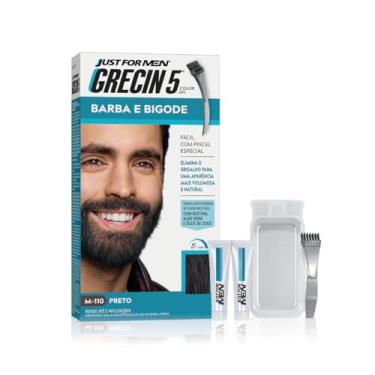 Imagem de Just For Men Grecin 5 Color Gel, Tonalizante que Elimina o Grisalho, Ideal para Barba e Bigode, Cor M110, Preto, 28g