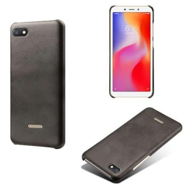 Imagem de Capa para Xiaomi Redmi 6A,Proteção contra quedas,Casca de volta de cor sólida simples,Design de couro de imitação de plástico-Black