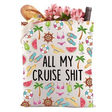 Imagem de Gzrlyf Sacola de cruzeiro, presente de cruzeiro para mulheres, presente para amantes de cruzeiros, férias, viagem, viagem, cruzeiro, praia, bolsa de compras (ALL MY CRUISE TOTE BAG)