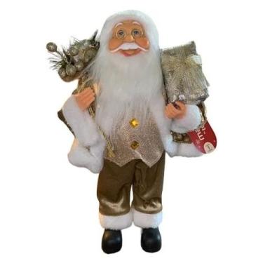 Imagem de Papai Noel Sentado Repetidor Dourado 30Cm - Magizi