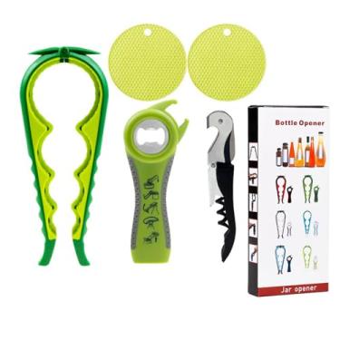 Imagem de Castrap 2025 Novo Conjunto De Abridores De Frasco 5 Em 1 Abridor De Garrafa De Cerveja 4 Em 1 Abridor De Tampa De Cozinha Abridor De Lata Multifuncional Para Uso Doméstico (5PCS - Amarelo)