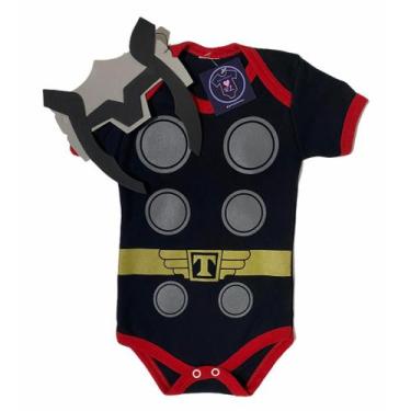 Imagem de Body Bebe Menino HEROIS + Mascara - Temático Mesversário - R.L, Thor, 