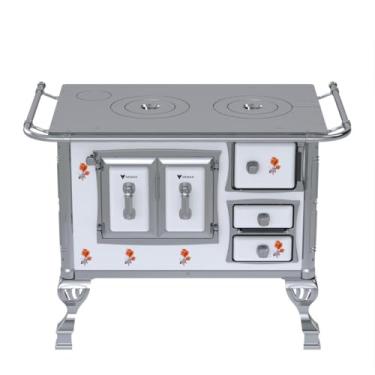 Imagem de Fogão a Lenha GII N 1 Sec Branco Flor Sem Tampa Saida Esquerda