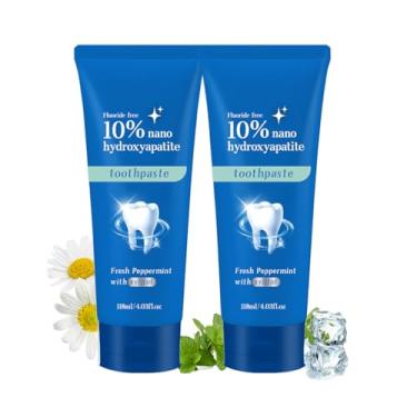 Imagem de Pasta de dente 10% de hidroxiapatita para dentes sensíveis|Pastas de dente nano-hidroxiapatita para restaurar, fortalecer os dentes, sem flúor, sabor menta, 113 g (2)
