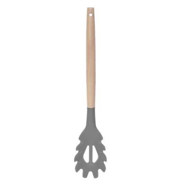 Imagem de Pegador de Massas Silicone Bambu 32cm Prático Cozinha - Univendas, Cin