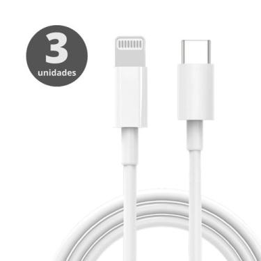 Imagem de Kit Cabo Carregador Turbo Compatível Com Iphone 3 Unidades - Cabo Para