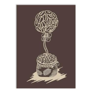 Imagem de Placa Decorativa Café Ilustração Minimalista Flor Cozinha Decoração Poster Quarto Sala