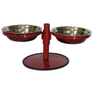 Imagem de Comedouro Pequeno Duplo Inox Altura Regulável Cães e Gatos PetGang Ver