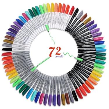 Imagem de SELEAD 72 marcadores de tecido permanentes para roupas – Conjunto de canetas marcadoras coloridas finas e com pontas de pincel e cinzel não tóxicas para camisetas, bolsas, têxtil, tela