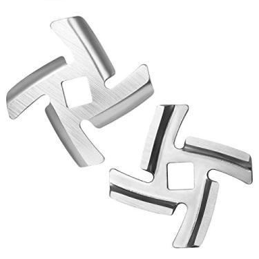Imagem de Cortador de faca de aço inoxidável para lâmina de moedor de carne, substituto para KitchenAid FGA, moedor de carne, cortador de alimentos (2 unidades), Stainless Steel, Knife, 2