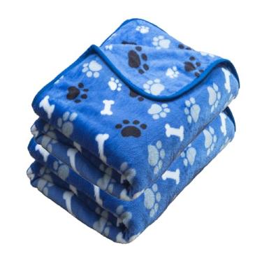 Imagem de AIWEK Cobertor de cachorro padrão de osso de pata 1 pacote com 2 capas de sofá de flanela super macias e quentes, protetor de cama de carro, lavável à prova de urina, cobertor para animais de