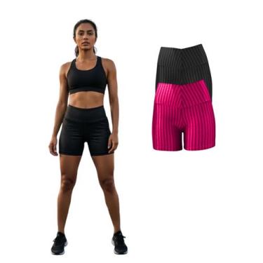 Imagem de Kit Com 2 Short Legging 3D Academia Fitness Feminino - Roger, Rosa, G,