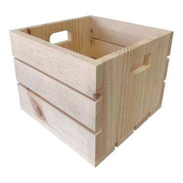 Imagem de Caixote de Feira Decorativo em Madeira de Pinus 30,5cm Cor:PINUS NATURAL;Tamanho:30,5X30,5X24,5 cm