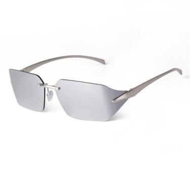 Imagem de Óculos de sol sem aro da moda, estilo retrô, envolvente, para mulheres e homens, óculos de sol para festa rave, C3 prata, ÓCULOS
