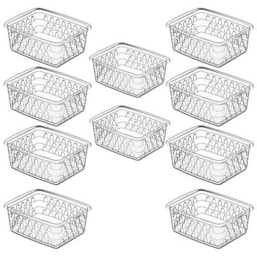 Imagem de Kit 10 Cesto Caixa Organizador Multiuso Pequeno Transparente - Uninjet