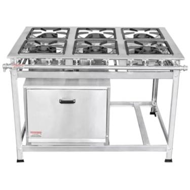 Imagem de Fogão Industrial 6 Bocas 40x40 Bp P8 em Aço Inox com forno