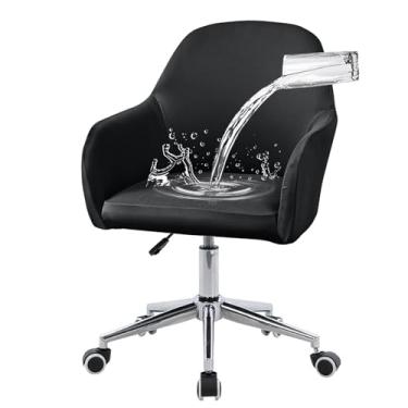 Imagem de Vapor Fitness Capas de cadeira de jantar com costas curvas elásticas com apoios de braço – capas elásticas para cadeira de escritório, protetor giratório para penteadeira, sala de estar, quarto (cinza