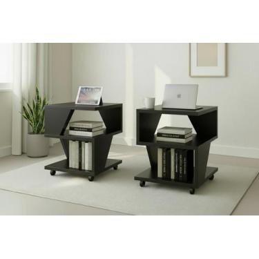 Imagem de Kit com 2 Mesa de Cabeceira Spin para Quarto Casal Poquema - Poquema M