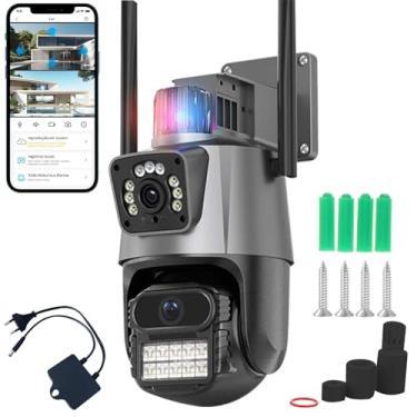 Imagem de Câmera de Segurança WiFI Externa 360° PTZ - Dual 3MP Full HD + Detecção Humana, Zoom 5x, Visão Noturna Colorida, Alarme com Luz/Som, Áudio Bidirecional, IP66, Cloud/Cartão SD