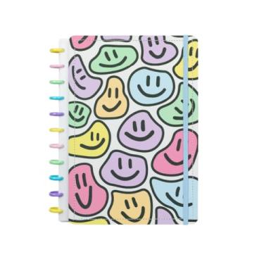 Imagem de Magnólia Caderno de disco, personalizável, recarregável, planejador de disco de capa dura com páginas removíveis, 80 páginas em espiral, para trabalho, viagem, anotações (Candy Happy, grande (21 x 28