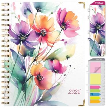 Imagem de Agenda Hardcover 2026, 21,6 cm x 28 cm: 14 meses (novembro de 2025 a dezembro de 2026), agenda mensal diária, agenda anual, marcador de livro, pasta de bolso e conjunto de notas adesivas (floral