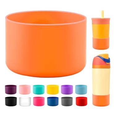 Imagem de Bluwing Bota de silicone para garrafa de água infantil Owala 14/473 g, protetor inferior de manga protetora antiderrapante para copo infantil Owala 340 g, FreeSip 14/473 g (laranja)