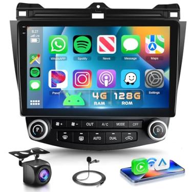 Imagem de Som automotivo Android 8 Core 4G + 64G para Honda Accord 7th 2003 2004 2005 2006 2007 sem fio CarPlay Android Auto, tela sensível ao toque IPS de 10 polegadas 1280 x 720, câmera de backup Bluetooth