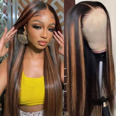 Imagem de Peruca Vemalin Straight Human Hair 1B/30 Ombre 60cm para mulheres