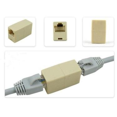 Imagem de 2X Emenda Cabo Rede Extensão Internet Adaptador Rj45 Fêmea