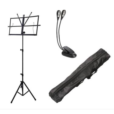 Imagem de Pedestal Suporte Estante Partitura C/Bag,Luminária 4 Leds